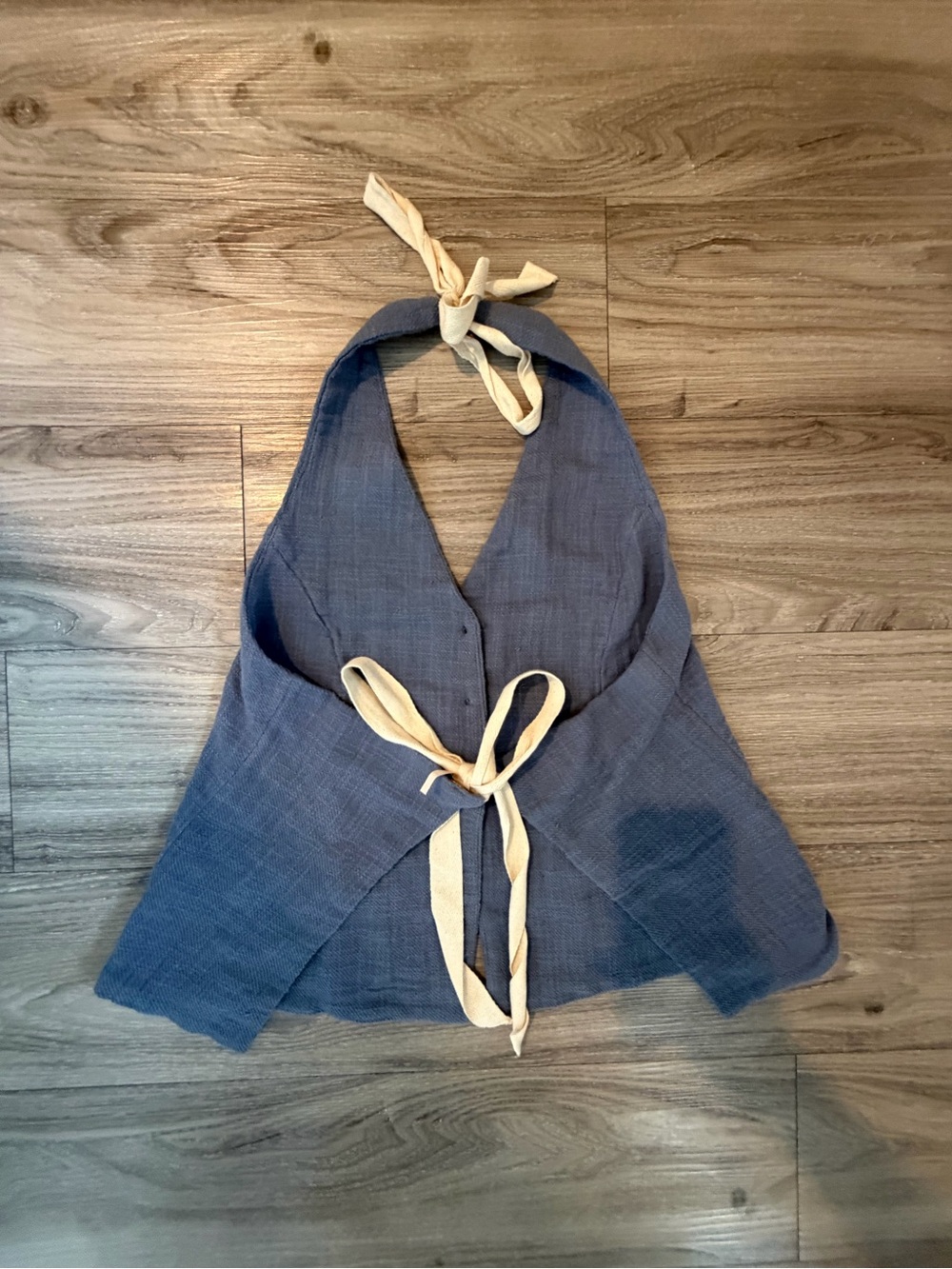 Free People Light Blue/Gray Halter Vest & Wide-Leg Linen-Blend Set - Picture 2 of 2